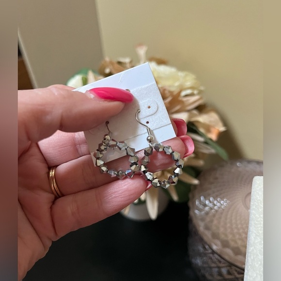 Vintage Sparkling Silver Beaded Necklace with Matching Dangle Earrings Fashion - Picture 6 of 10